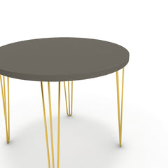 Étkezőasztal, kerek - Linga arany lábbal - Fosszil szürke, méret: 90x90