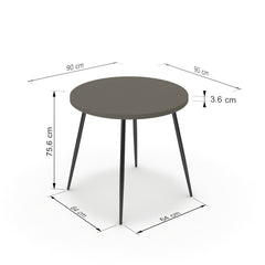 Étkezőasztal, kerek - Manu fekete lábbal - Fosszil szürke, méret: 90x90