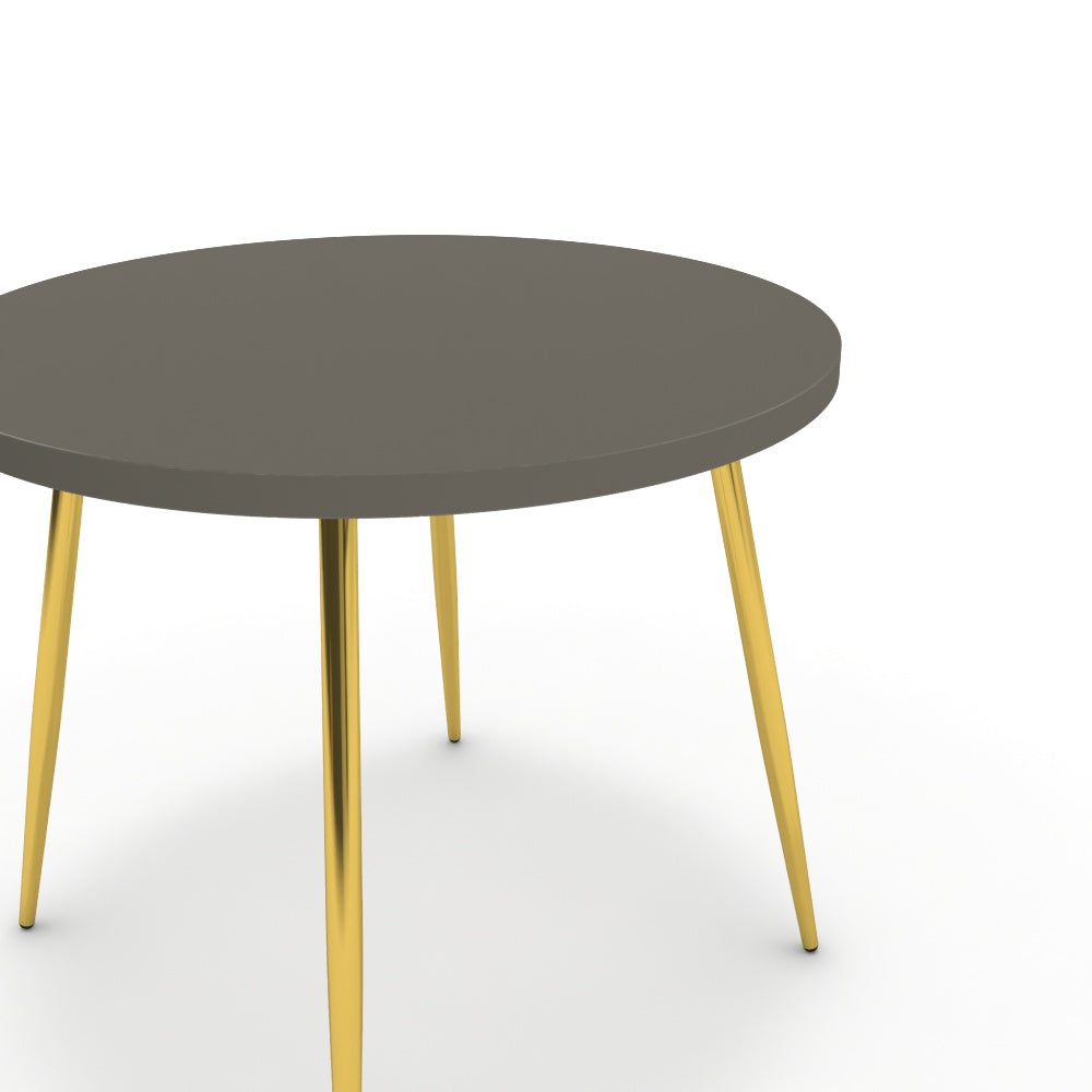 Étkezőasztal, kerek - Manu arany lábbal - Fosszil szürke, méret: 90x90
