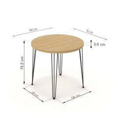 Étkezőasztal, kerek - Linga fekete lábbal - Vicenza tölgy, méret: 90x90