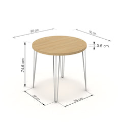 Étkezőasztal, kerek - Linga króm lábbal - Vicenza tölgy, méret: 90x90