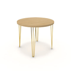 Étkezőasztal, kerek - Linga arany lábbal - Vicenza tölgy, méret: 90x90