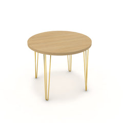Étkezőasztal, kerek - Linga arany lábbal - Vicenza tölgy, méret: 90x90