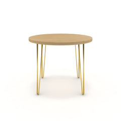 Étkezőasztal, kerek - Linga arany lábbal - Vicenza tölgy, méret: 90x90