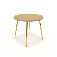 Étkezőasztal, kerek - Manu arany lábbal - Vicenza tölgy, méret: 90x90