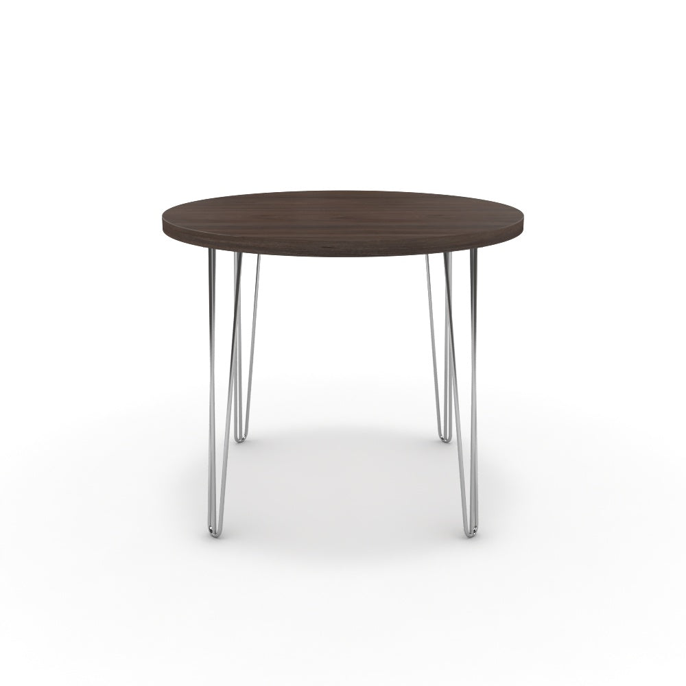 Étkezőasztal, kerek - Linga króm lábbal - Sötét rauna szil, méret: 90x90