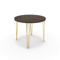 Étkezőasztal, kerek - Linga arany lábbal - Sötét rauna szil, méret: 90x90