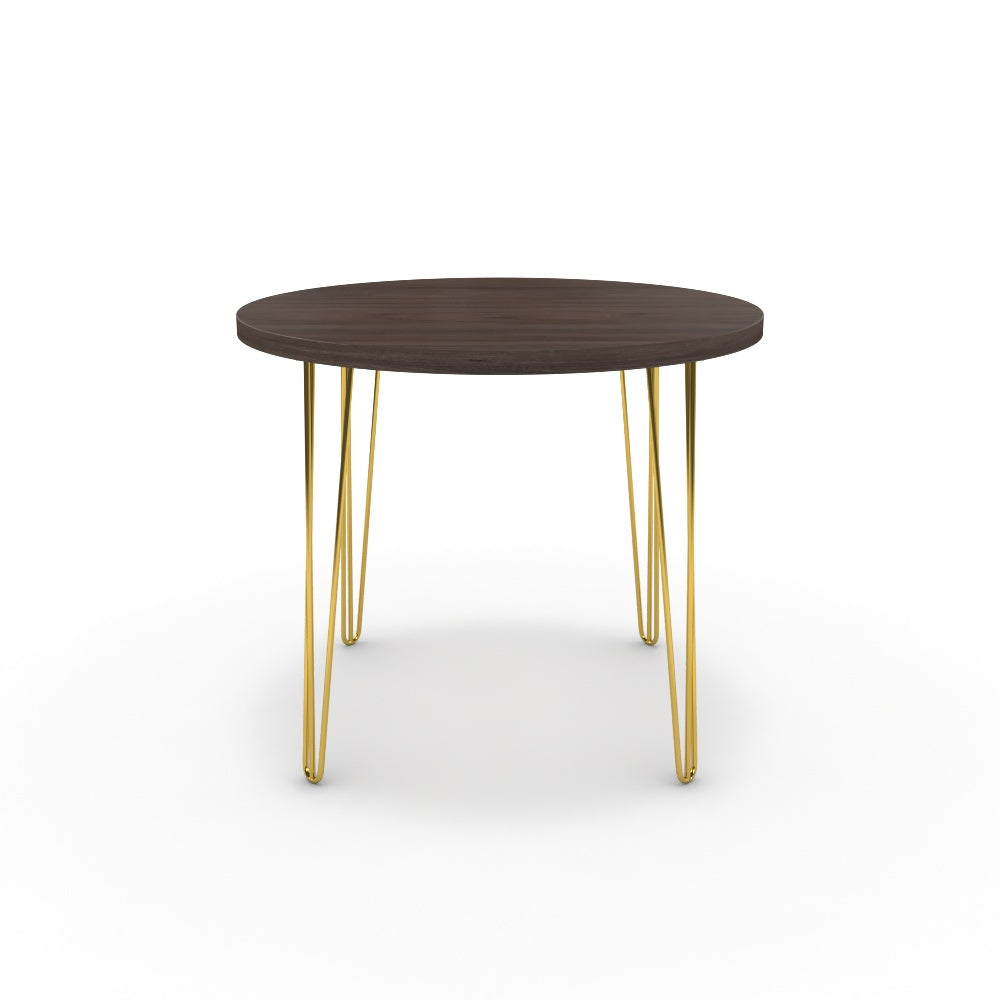 Étkezőasztal, kerek - Linga arany lábbal - Sötét rauna szil, méret: 90x90
