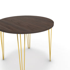 Étkezőasztal, kerek - Linga arany lábbal - Sötét rauna szil, méret: 90x90