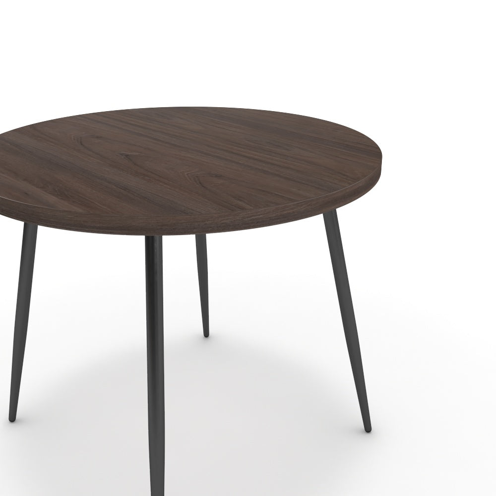 Étkezőasztal, kerek - Manu fekete lábbal - Sötét rauna szil, méret: 90x90
