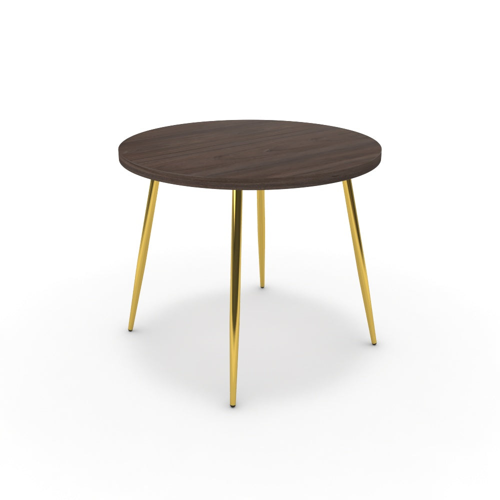 Étkezőasztal, kerek - Manu arany lábbal - Sötét rauna szil, méret: 90x90