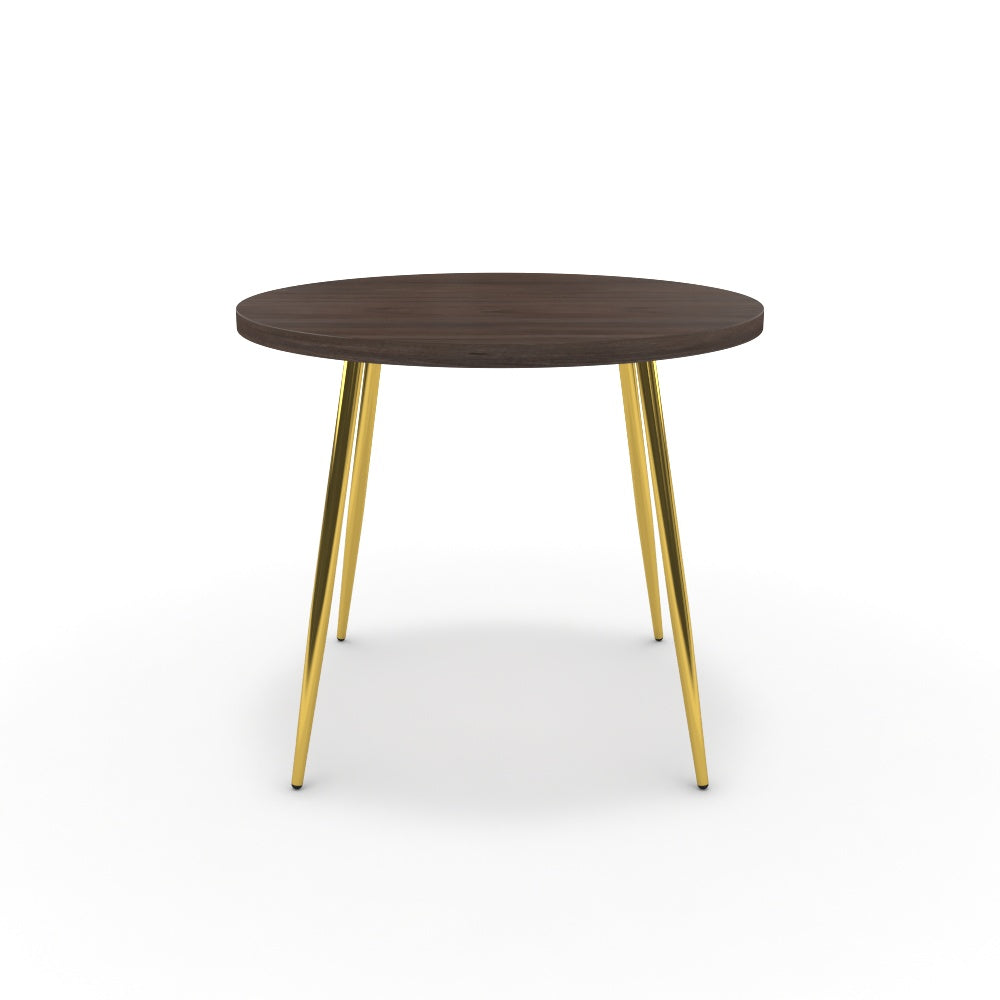 Étkezőasztal, kerek - Manu arany lábbal - Sötét rauna szil, méret: 90x90