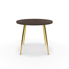 Étkezőasztal, kerek - Manu arany lábbal - Sötét rauna szil, méret: 90x90