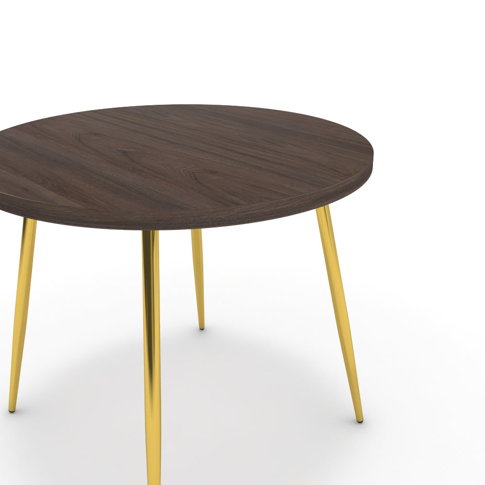 Étkezőasztal, kerek - Manu arany lábbal - Sötét rauna szil, méret: 90x90