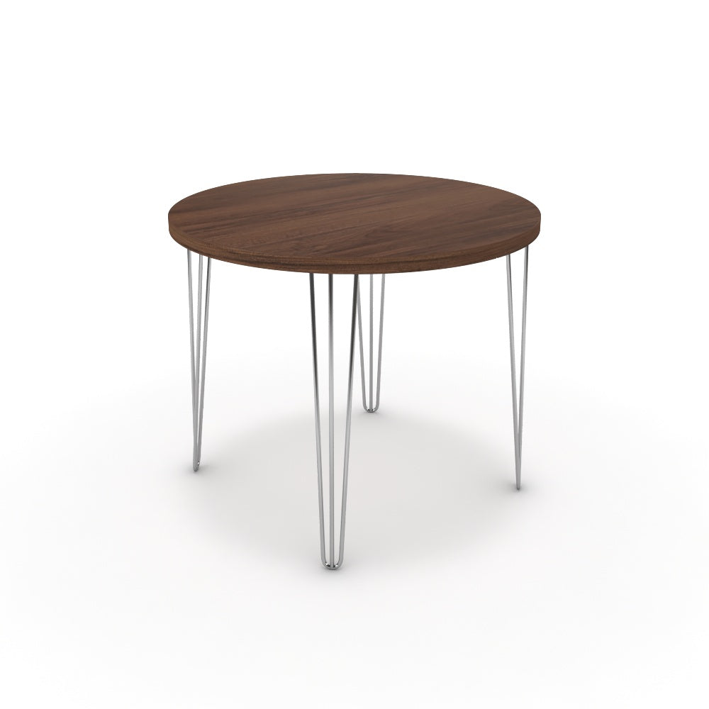 Étkezőasztal, kerek - Linga króm lábbal - Mogyoró, méret: 90x90