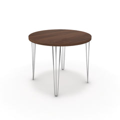 Étkezőasztal, kerek - Linga króm lábbal - Mogyoró, méret: 90x90