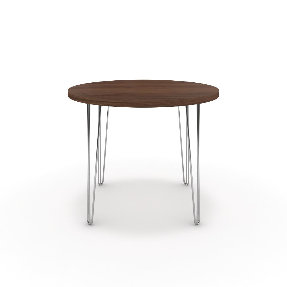 Étkezőasztal, kerek - Linga króm lábbal - Mogyoró, méret: 90x90