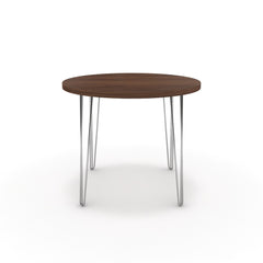 Étkezőasztal, kerek - Linga króm lábbal - Mogyoró, méret: 90x90