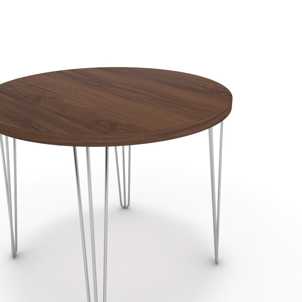 Étkezőasztal, kerek - Linga króm lábbal - Mogyoró, méret: 90x90