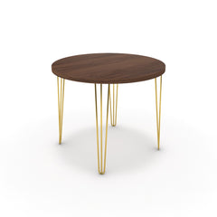 Étkezőasztal, kerek - Linga arany lábbal - Mogyoró, méret: 90x90