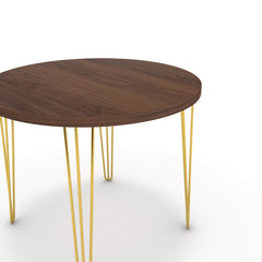 Étkezőasztal, kerek - Linga arany lábbal - Mogyoró, méret: 90x90