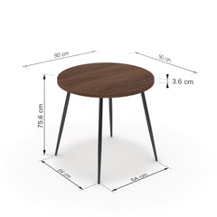 Étkezőasztal, kerek - Manu fekete lábbal - Mogyoró, méret: 90x90