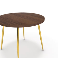 Étkezőasztal, kerek - Manu arany lábbal - Mogyoró, méret: 90x90