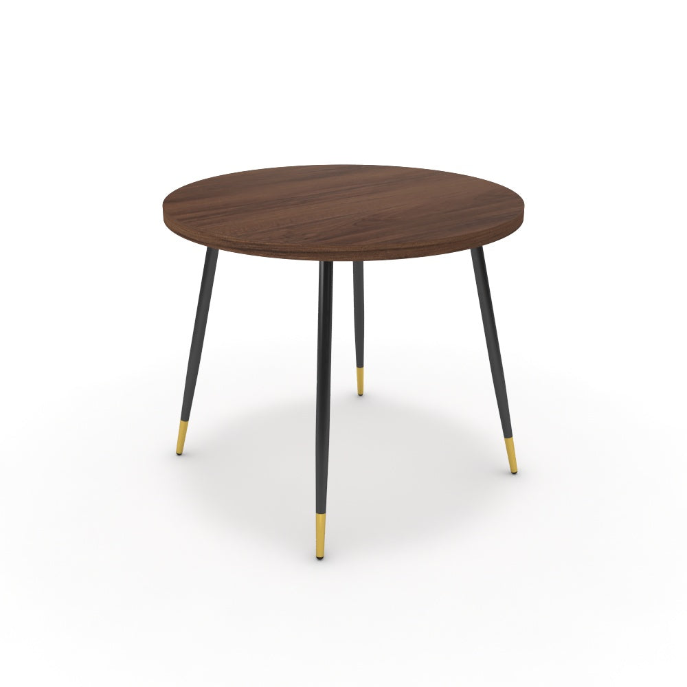 Étkezőasztal, kerek - Manu fekete és arany lábbal - Mogyoró, méret: 90x90