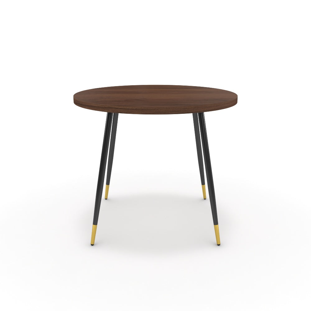 Étkezőasztal, kerek - Manu fekete és arany lábbal - Mogyoró, méret: 90x90