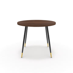 Étkezőasztal, kerek - Manu fekete és arany lábbal - Mogyoró, méret: 90x90