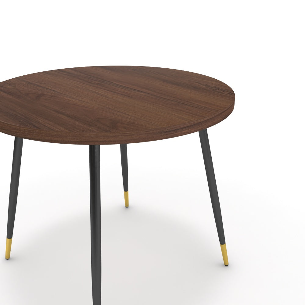 Étkezőasztal, kerek - Manu fekete és arany lábbal - Mogyoró, méret: 90x90