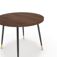 Étkezőasztal, kerek - Manu fekete és arany lábbal - Mogyoró, méret: 90x90