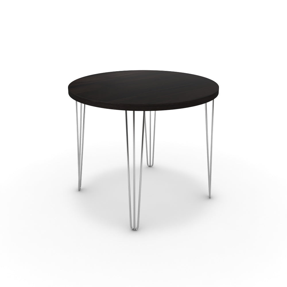 Étkezőasztal, kerek - Linga króm lábbal - Füstölt dió, méret: 90x90