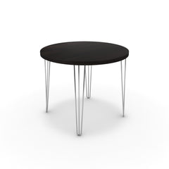 Étkezőasztal, kerek - Linga króm lábbal - Füstölt dió, méret: 90x90