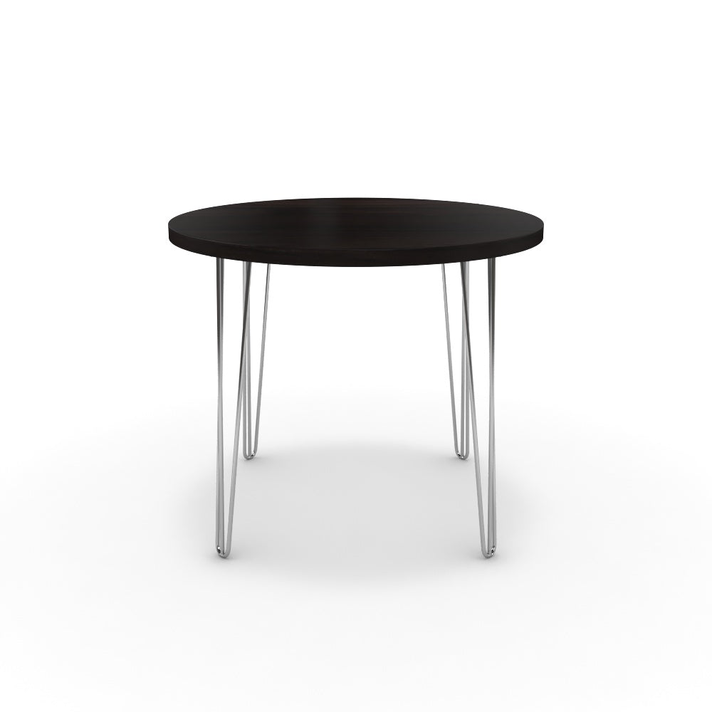 Étkezőasztal, kerek - Linga króm lábbal - Füstölt dió, méret: 90x90