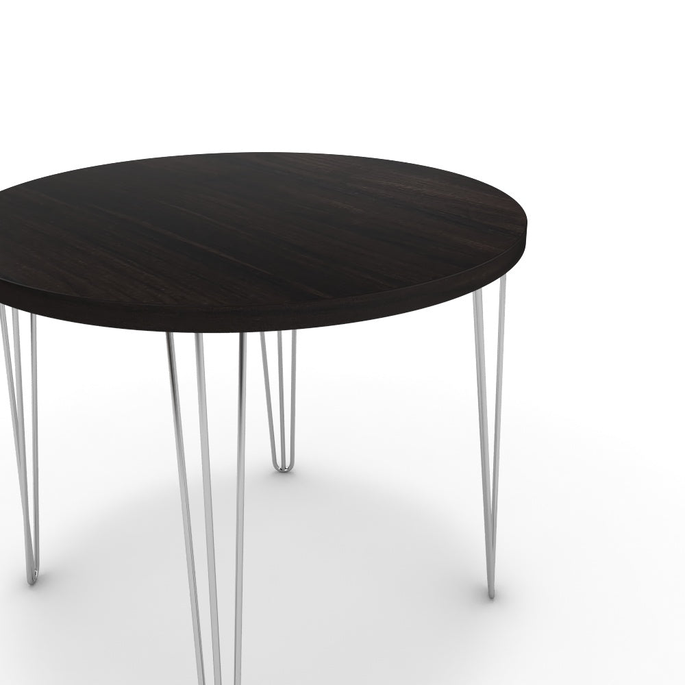 Étkezőasztal, kerek - Linga króm lábbal - Füstölt dió, méret: 90x90