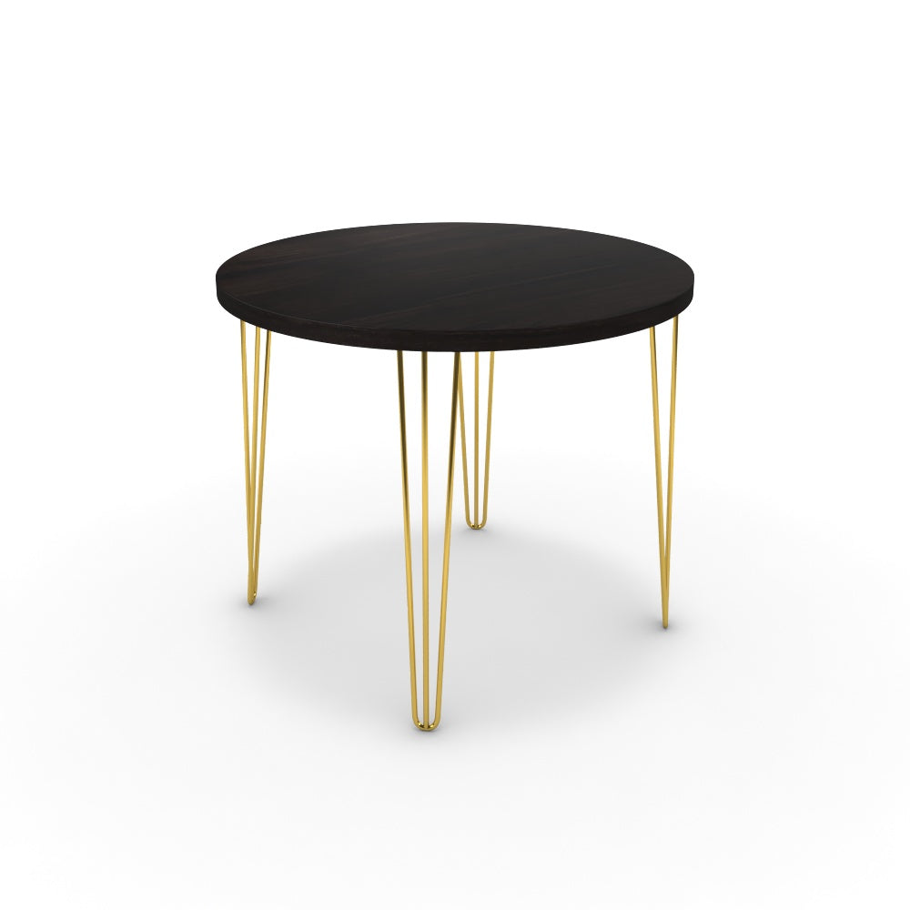 Étkezőasztal, kerek - Linga arany lábbal - Füstölt dió, méret: 90x90