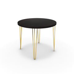 Étkezőasztal, kerek - Linga arany lábbal - Füstölt dió, méret: 90x90