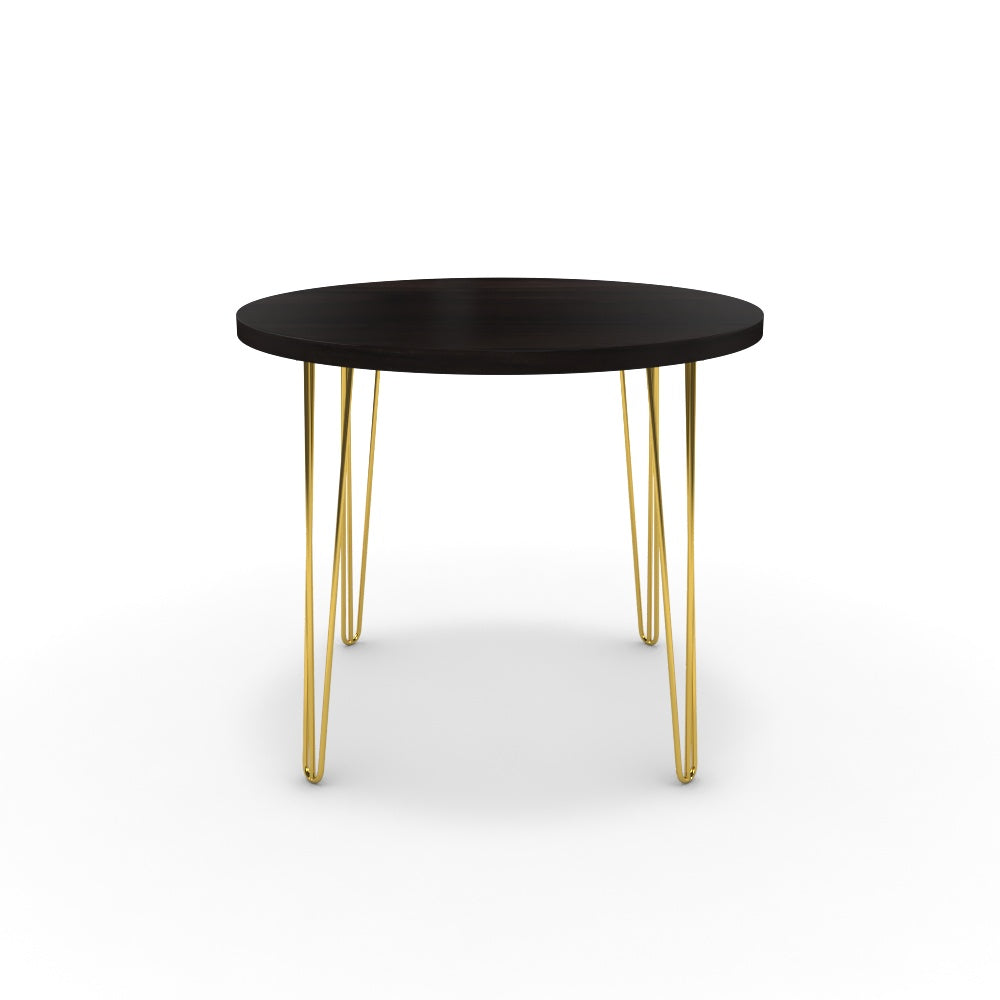 Étkezőasztal, kerek - Linga arany lábbal - Füstölt dió, méret: 90x90