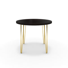 Étkezőasztal, kerek - Linga arany lábbal - Füstölt dió, méret: 90x90