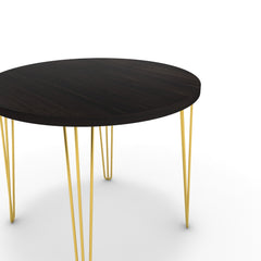 Étkezőasztal, kerek - Linga arany lábbal - Füstölt dió, méret: 90x90