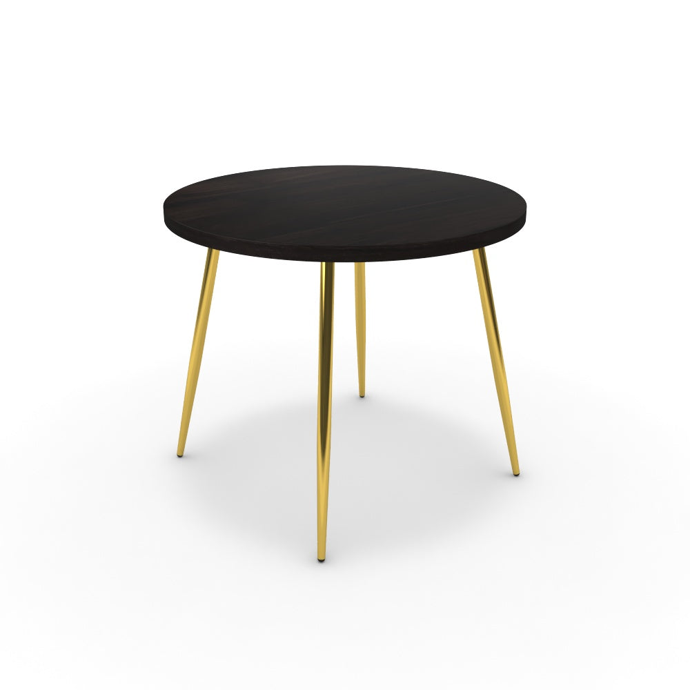 Étkezőasztal, kerek - Manu arany lábbal - Füstölt dió, méret: 90x90