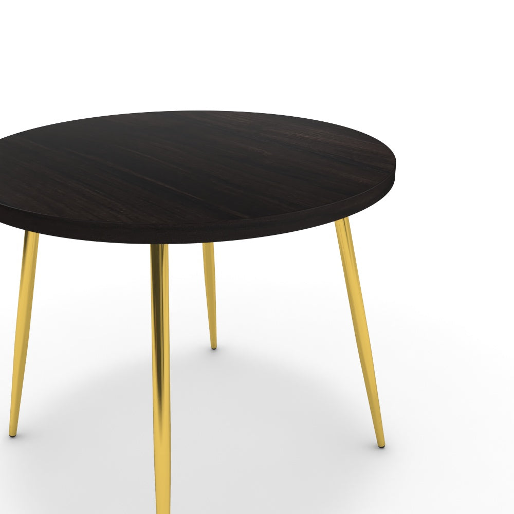 Étkezőasztal, kerek - Manu arany lábbal - Füstölt dió, méret: 90x90