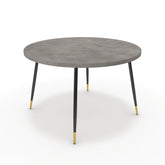 Étkezőasztal, kerek - Manu fekete és arany lábbal - Vil.szürke Chicago beton, méret: 120x120