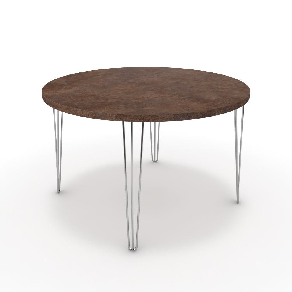 Étkezőasztal, kerek - Linga króm lábbal - Ferro bronz, méret: 120x120