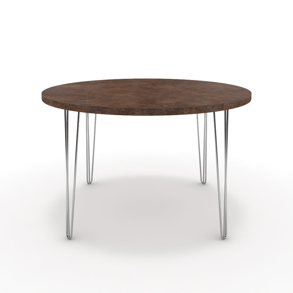 Étkezőasztal, kerek - Linga króm lábbal - Ferro bronz, méret: 120x120