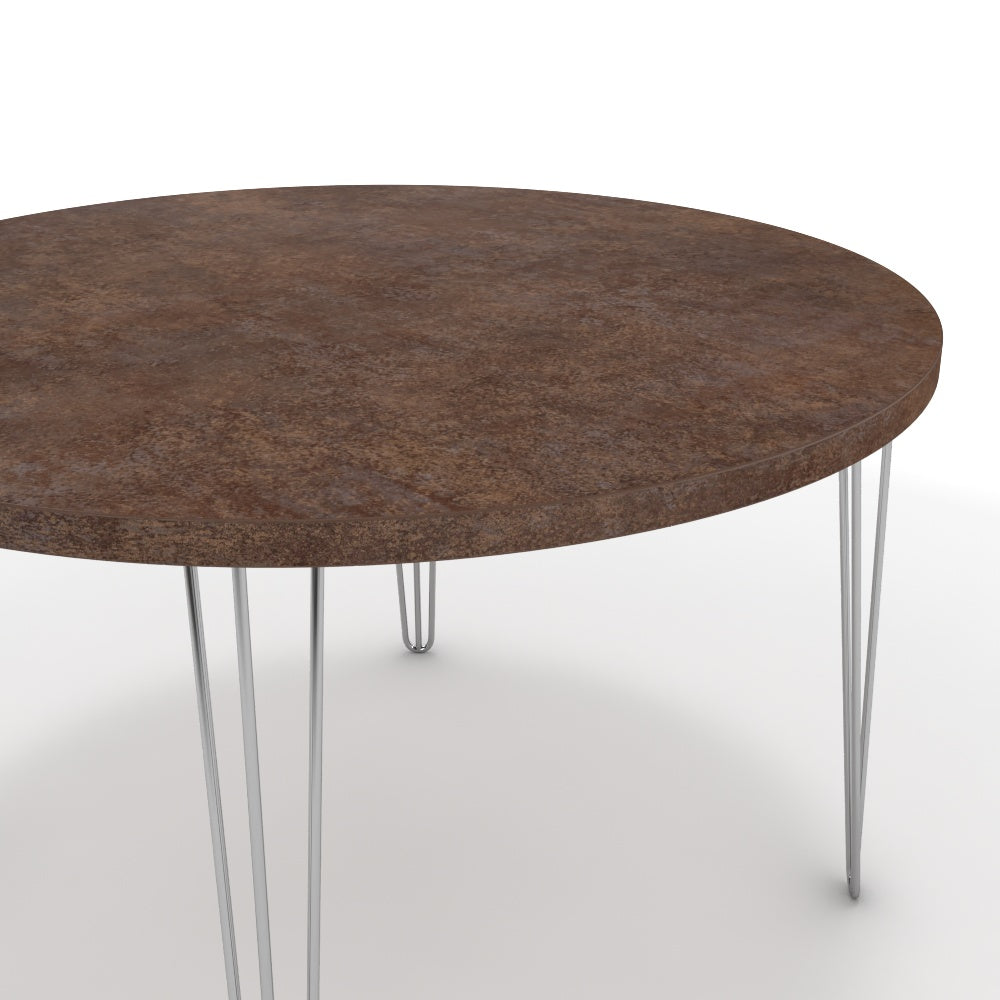 Étkezőasztal, kerek - Linga króm lábbal - Ferro bronz, méret: 120x120