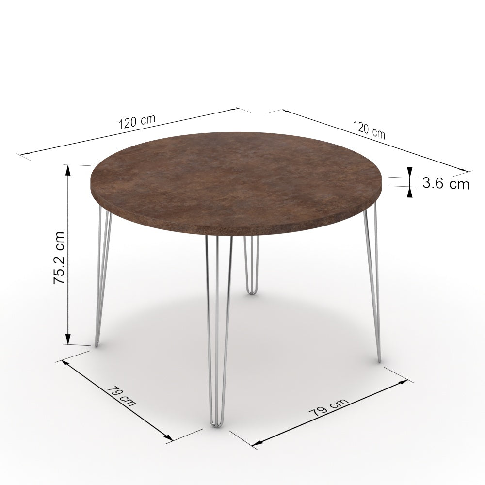 Étkezőasztal, kerek - Linga króm lábbal - Ferro bronz, méret: 120x120