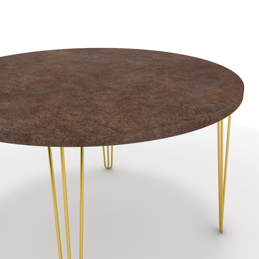 Étkezőasztal, kerek - Linga arany lábbal - Ferro bronz, méret: 120x120