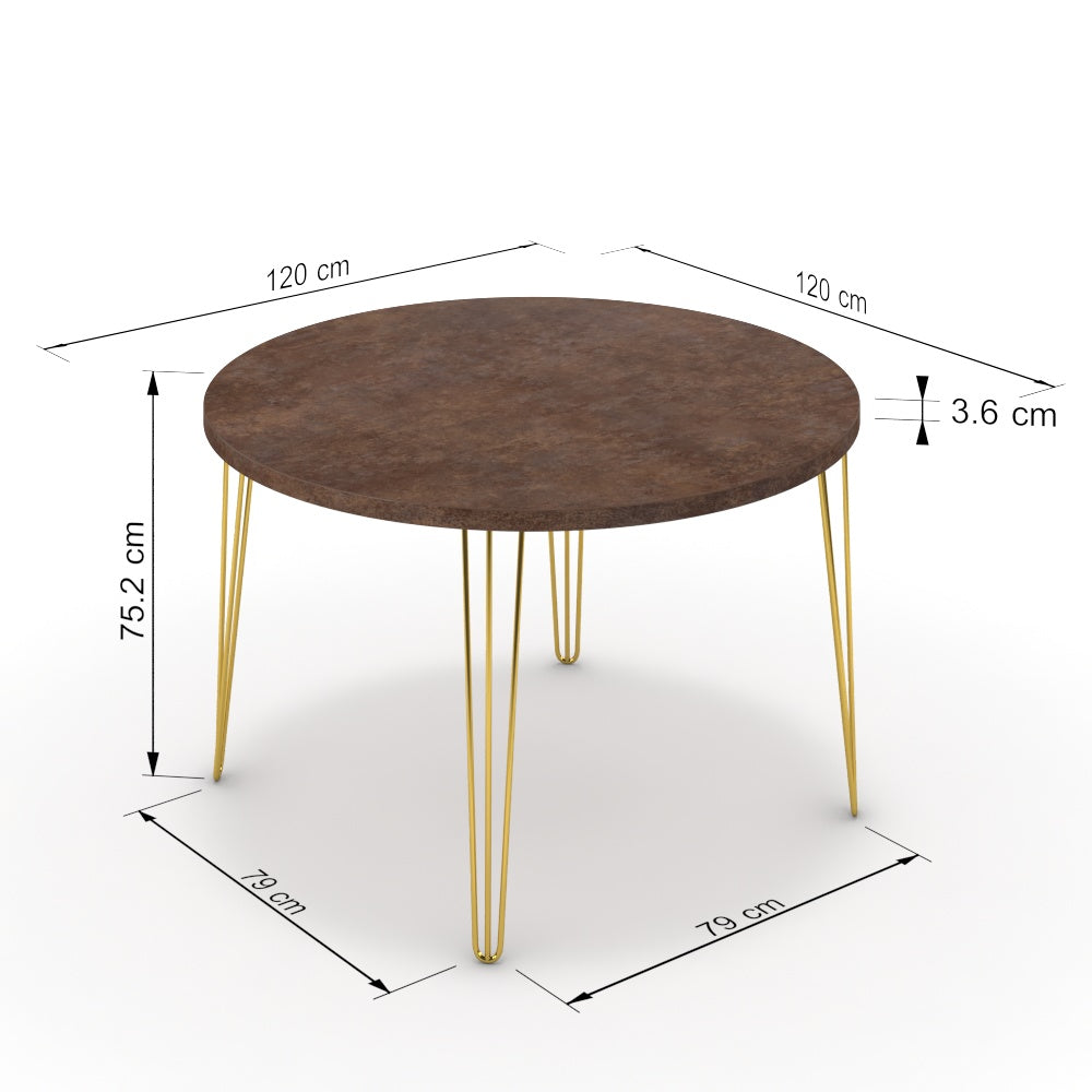 Étkezőasztal, kerek - Linga arany lábbal - Ferro bronz, méret: 120x120
